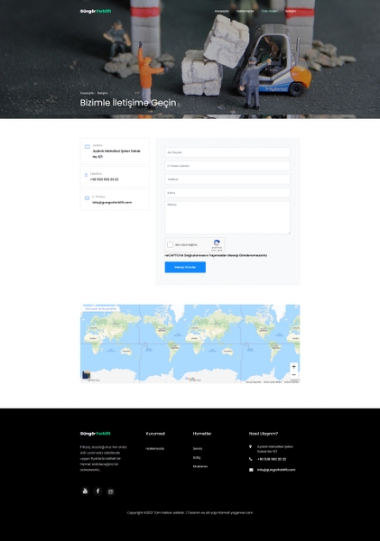 Güngör Forklift Web Sitesinin İletişim Sayfası Tasarımı